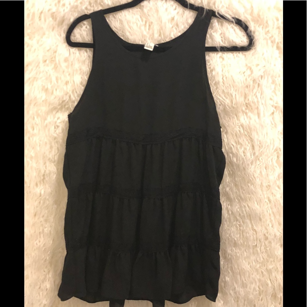 Forever21 Black ruffle tank top